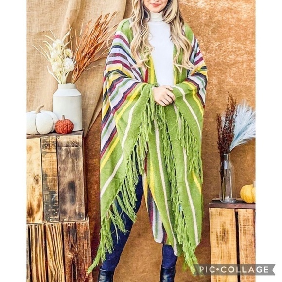 1 left! Beautiful Greens.. Apple Green..  Full Wrap w/Fringe - Picture 3 of 6